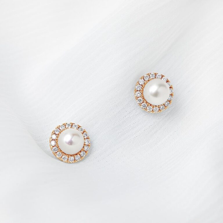 Classic Pearl Studs with Halo