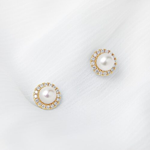 Classic Pearl Studs with Halo