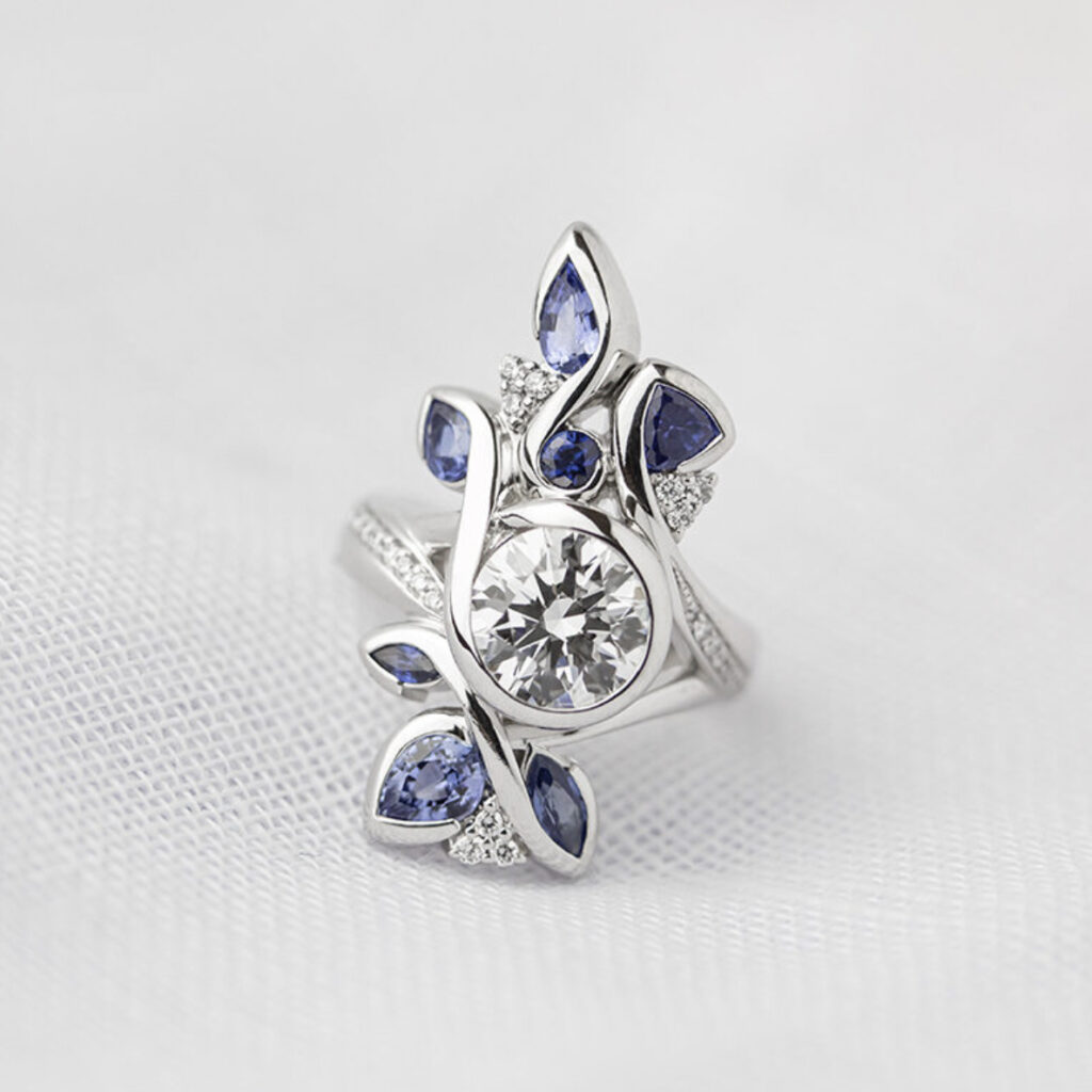 Sapphire filigree ring