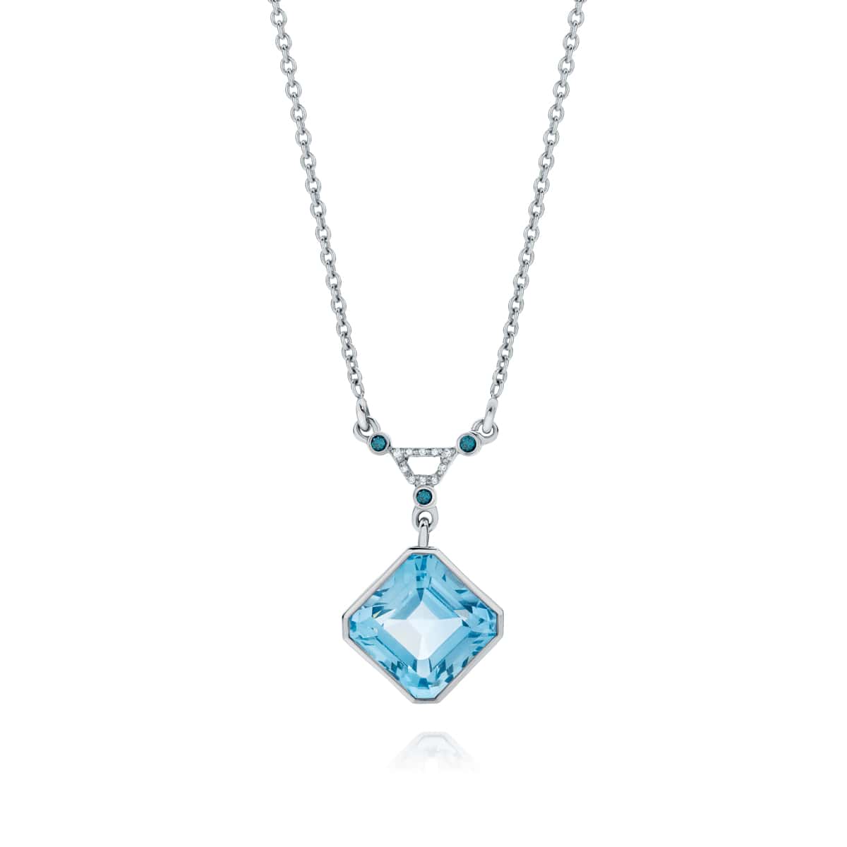 Swiss Blue Topaz & Diamond Pendant