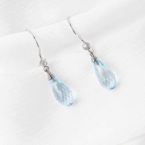 Topaz Briolette & Diamond Earrings