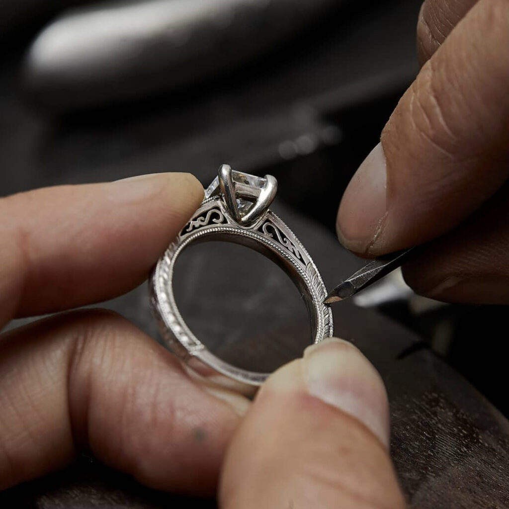 White gold filigree ring