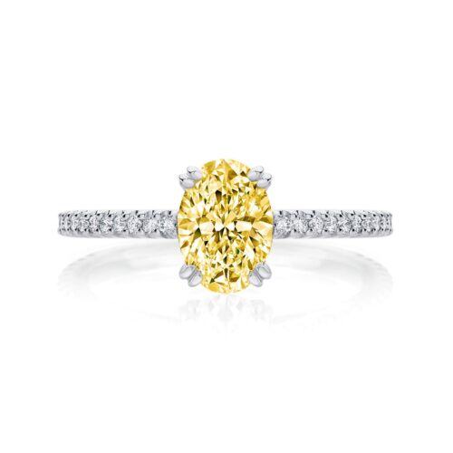 Oval Cut Yellow Diamond Engagement Ring White Gold| Aurelia (Fancy Yellow)