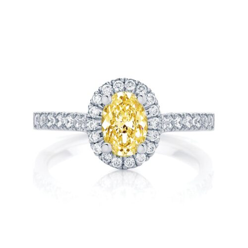 Oval Cut Yellow Diamond Engagement Ring Platinum| Rosetta Oval (Fancy Yellow)