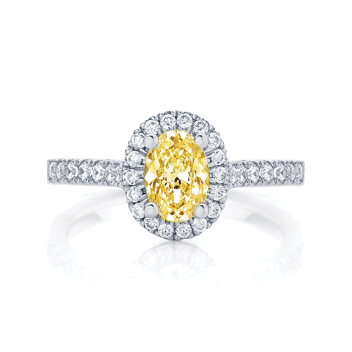 Art Deco 2.18 Carat Fancy Yellow Diamond Ring with Calibre Sapphires