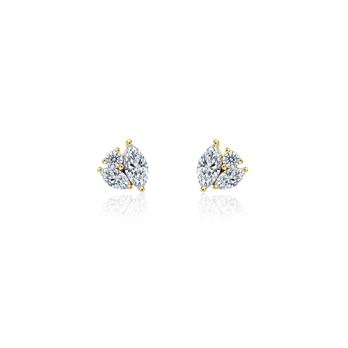 Lily Diamond Studs - Yellow Gold