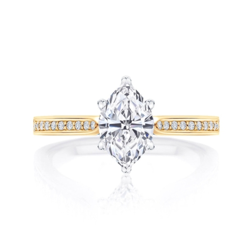Marquise diamond engagement ring yellow gold