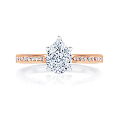 Pear Diamond with Side Stones Ring in Rose Gold | Accented Ballerina (Pear)