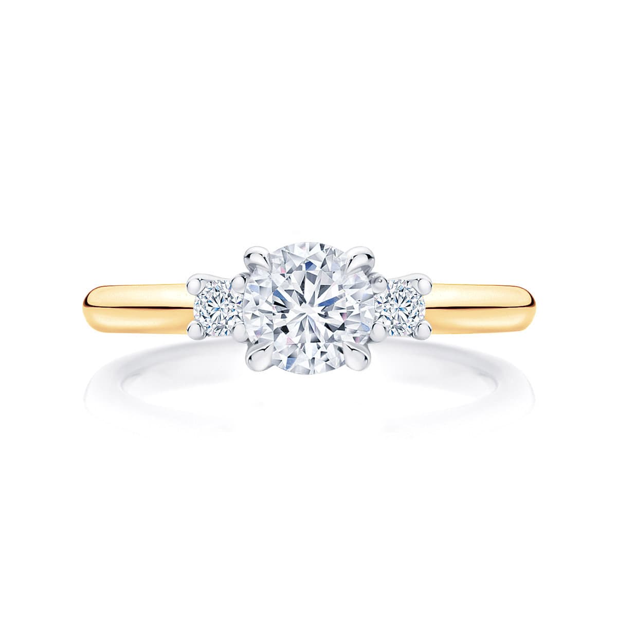 diamond three stone engagement ring yellow gold