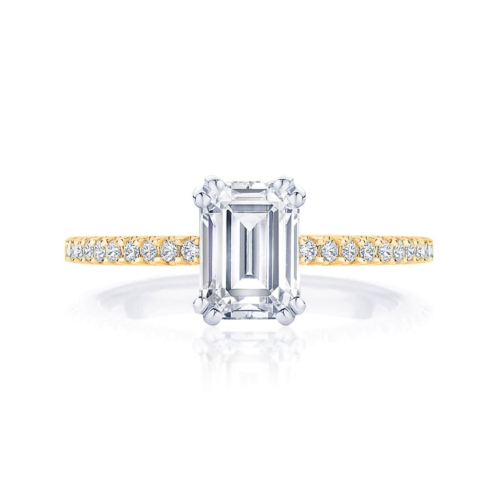 Emerald cut diamond engagement ring yellow gold