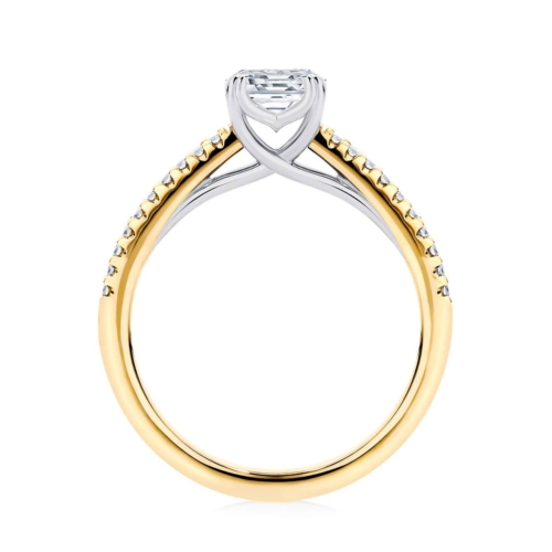 Emerald cut diamond engagement ring yellow gold