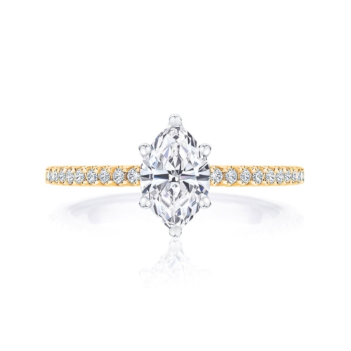 Marquise cut diamond engagement ring yellow gold