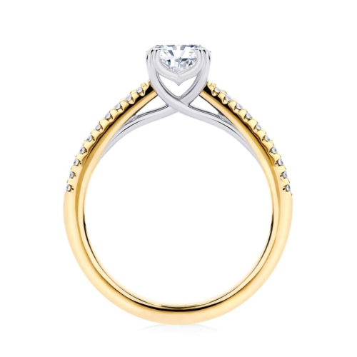 Radiant cut diamond engagement ring yellow gold