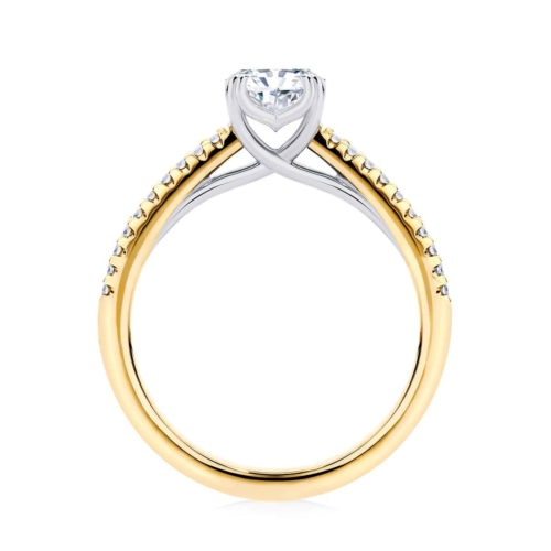 Radiant cut diamond engagement ring yellow gold