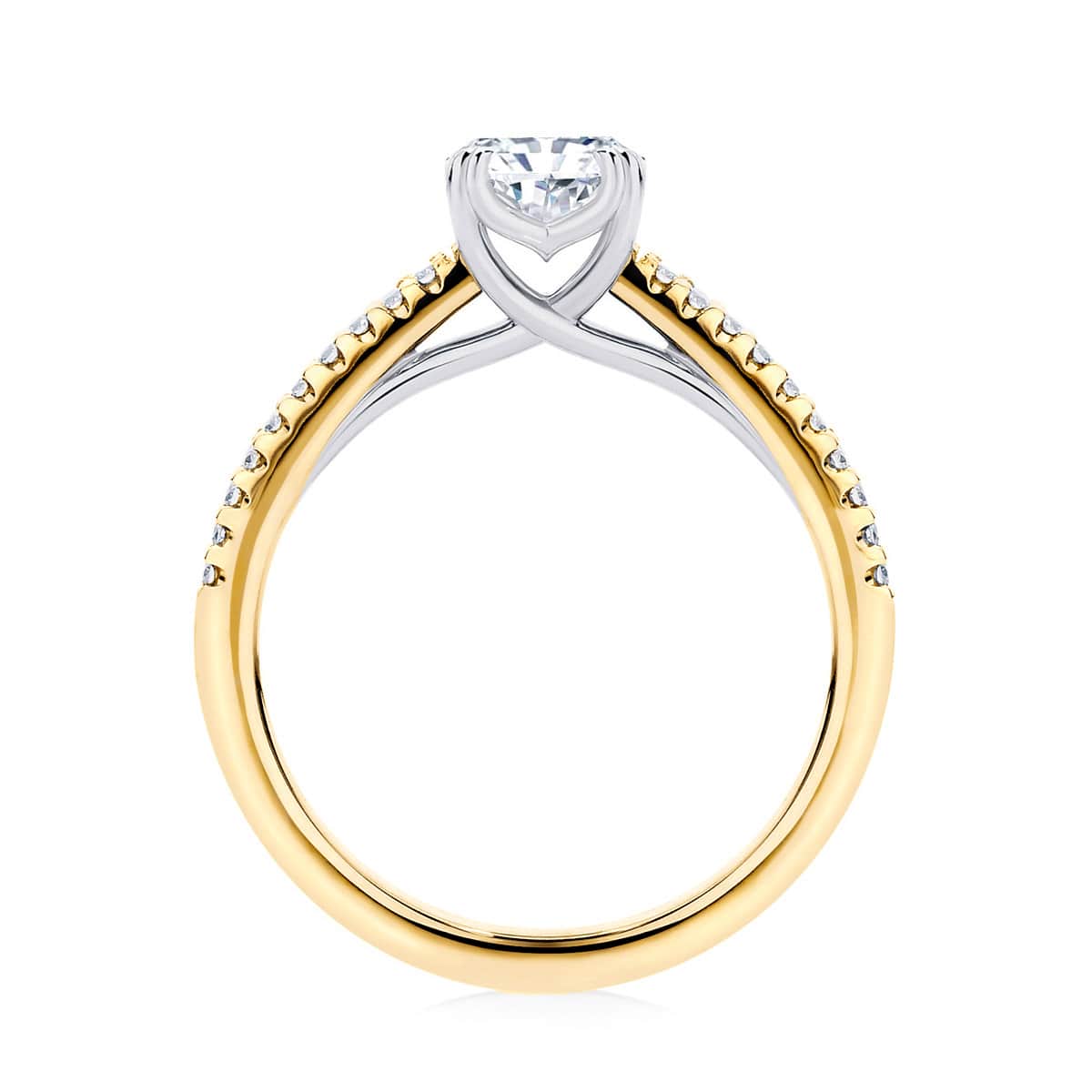 Radiant cut diamond engagement ring yellow gold