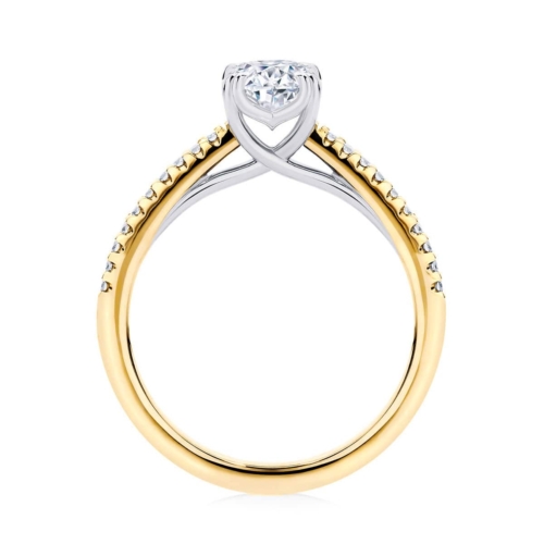 Round diamond engagement ring yellow gold diamond band