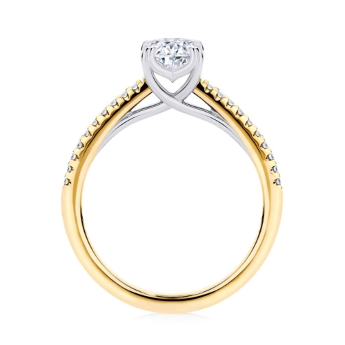 Round diamond engagement ring yellow gold diamond band