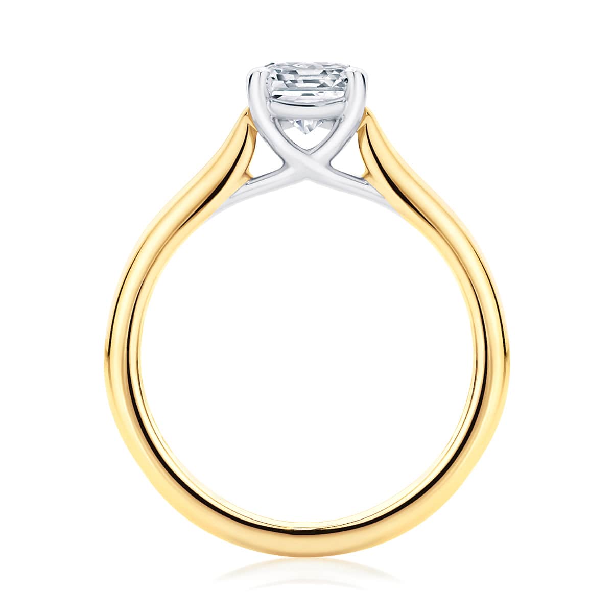 Asscher cut diamond engagement ring yellow gold solitaire
