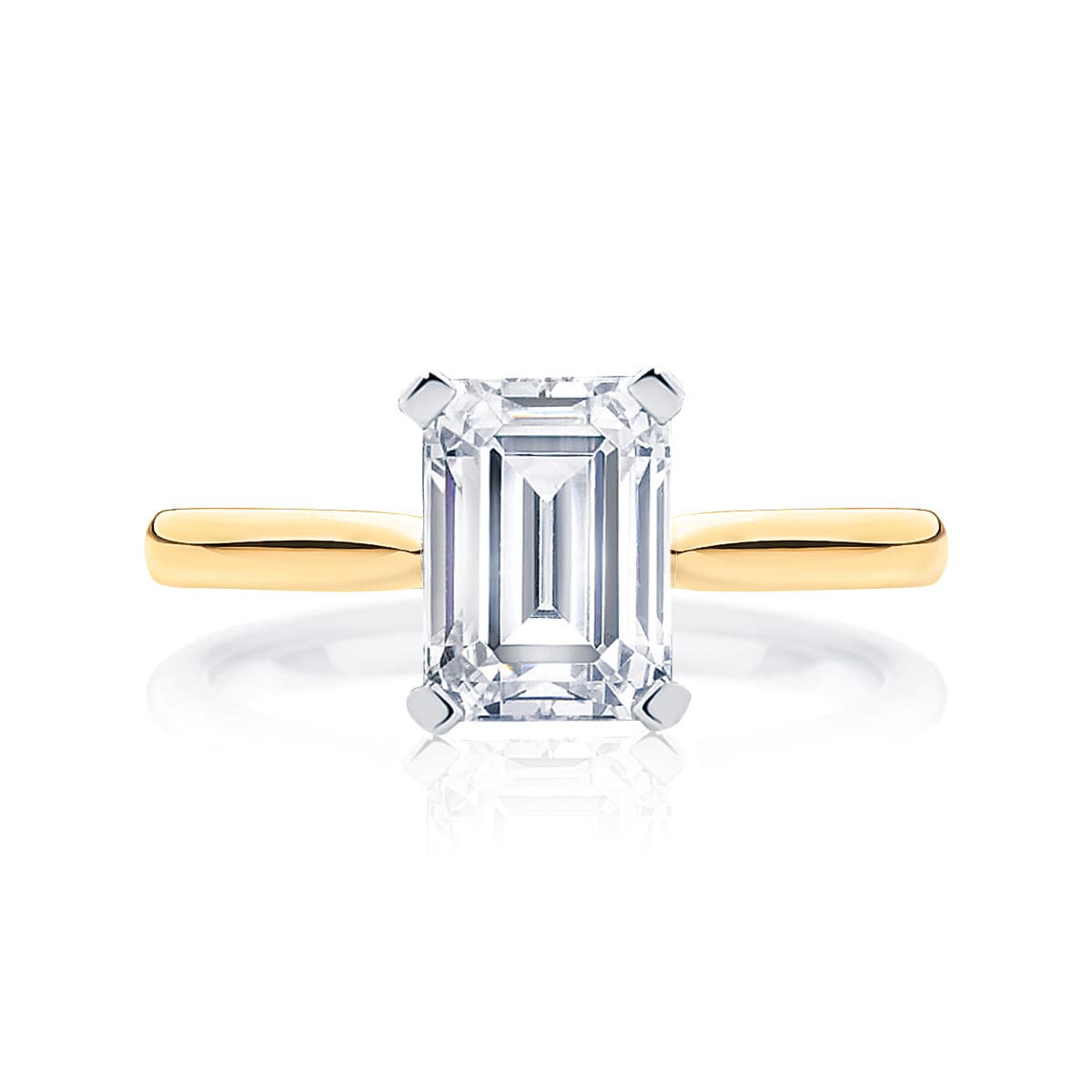 Emerald cut diamond engagement ring yellow gold solitaire