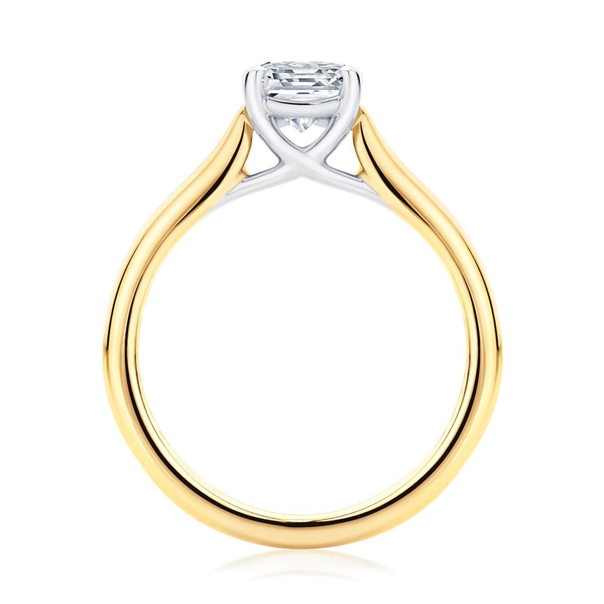 Emerald cut diamond engagement ring yellow gold solitaire