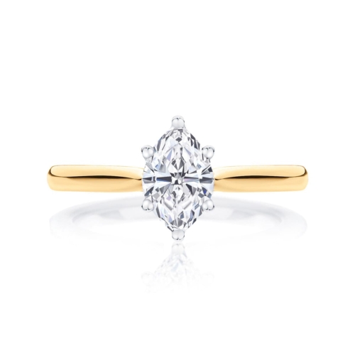 Marquise cut diamond engagement ring yellow gold solitaire