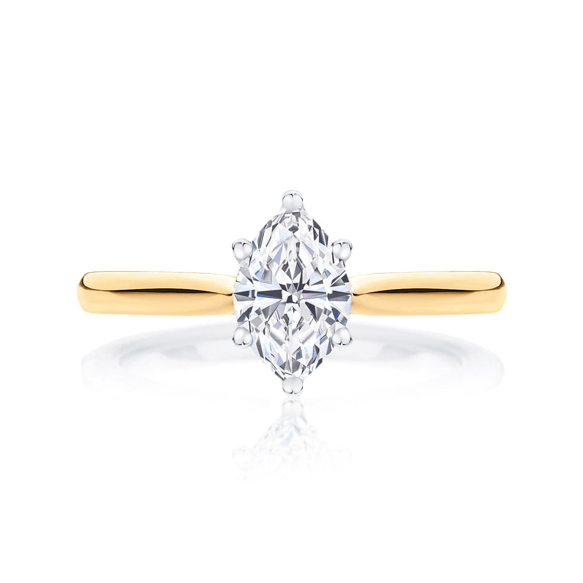 Marquise cut diamond engagement ring yellow gold solitaire