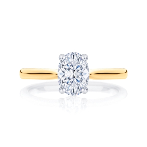 Oval cut diamond engagement ring yellow gold solitaire