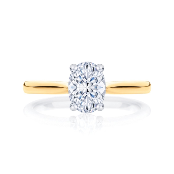 Oval cut diamond engagement ring yellow gold solitaire