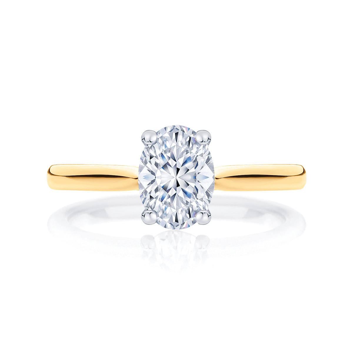 Oval cut diamond engagement ring yellow gold solitaire