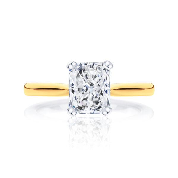 Radiant Diamond Solitaire Ring in Yellow Gold | Ballerina (Radiant Cut)