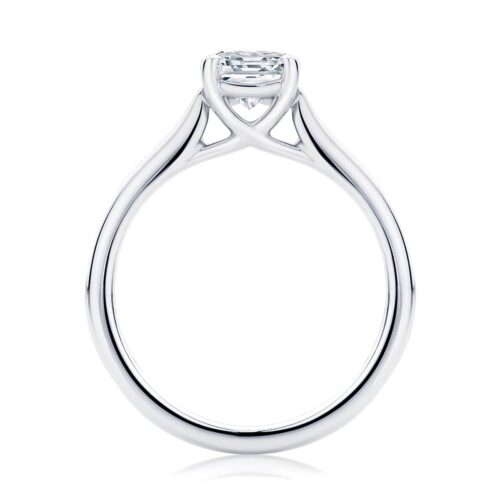 Asscher Diamond with Side Stones Ring in White Gold | Accented Ballerina (Asscher)