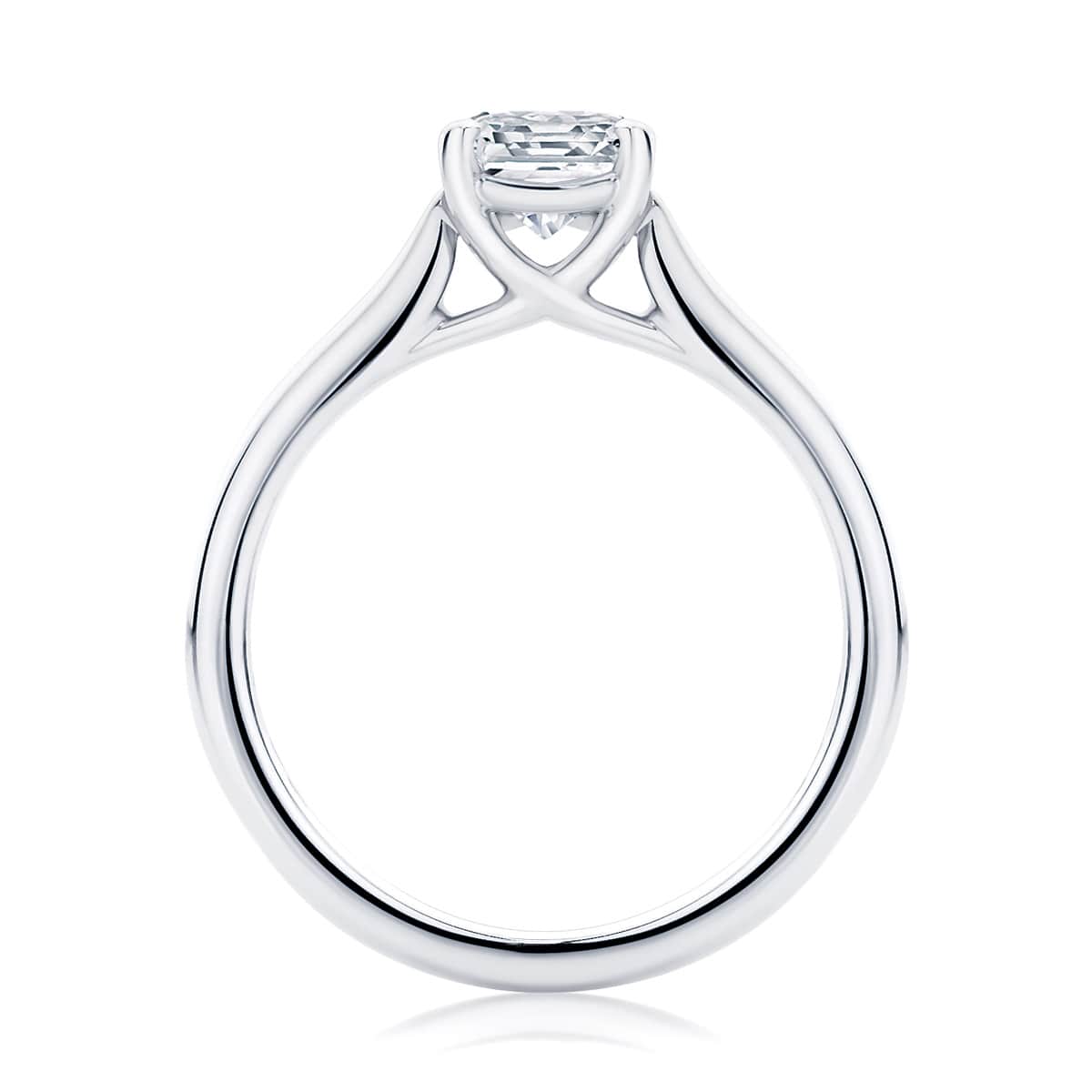 Asscher Diamond with Side Stones Ring in White Gold | Accented Ballerina (Asscher)