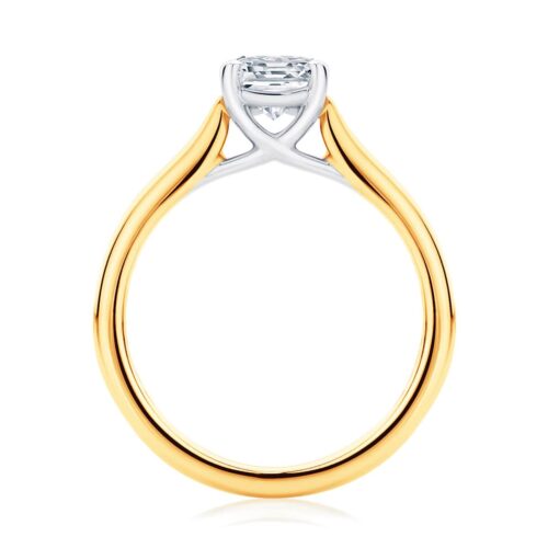 Asscher Diamond with Side Stones Ring in Yellow Gold | Accented Ballerina (Asscher)