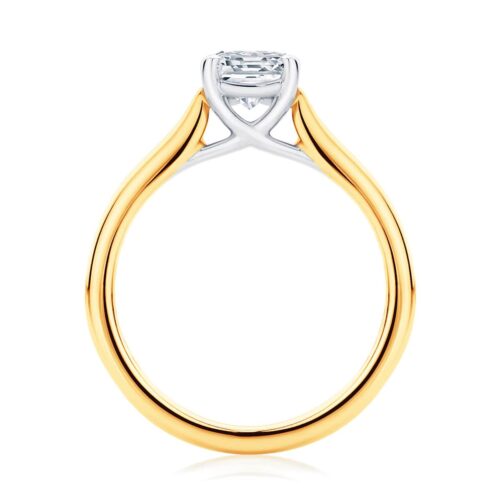 Asscher Diamond with Side Stones Ring in Yellow Gold | Accented Ballerina (Asscher)