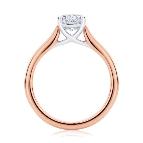 Cushion Diamond with Side Stones Ring in Rose Gold | Accented Ballerina (Cushion)