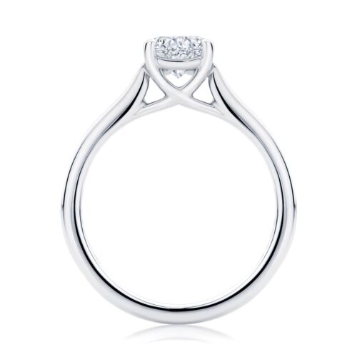 Cushion Diamond with Side Stones Ring in White Gold | Accented Ballerina (Cushion)