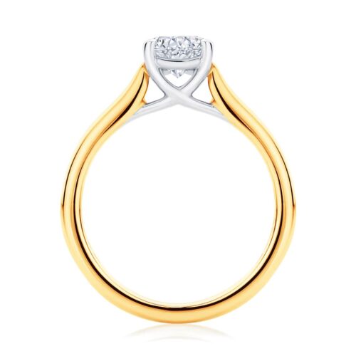 Cushion Diamond with Side Stones Ring in Yellow Gold | Accented Ballerina (Cushion)