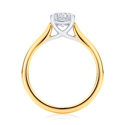 Cushion Diamond with Side Stones Ring in Yellow Gold | Accented Ballerina (Cushion)