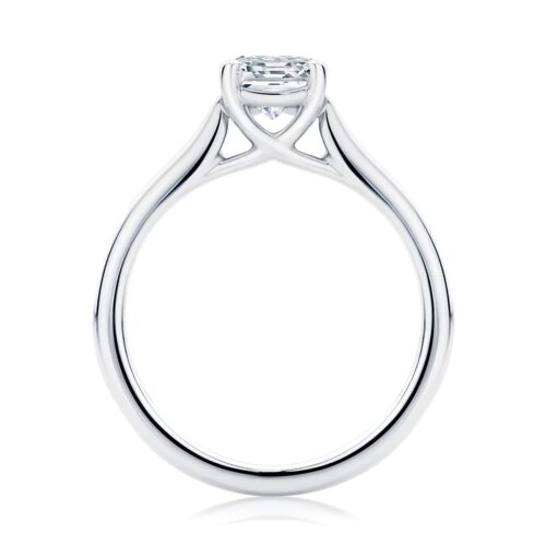 Emerald Diamond with Side Stones Ring in White Gold | Accented Ballerina (Emerald Cut)