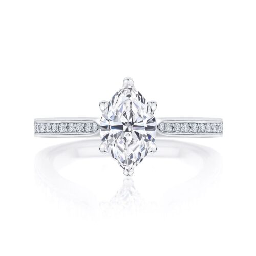Marquise Diamond with Side Stones Ring in Platinum | Accented Ballerina (Marquise)