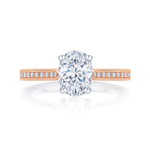 Oval Diamond with Side Stones Ring in Rose Gold | Accented Ballerina (Oval)