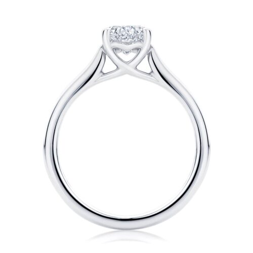 Oval Diamond with Side Stones Ring in White Gold | Accented Ballerina (Oval)