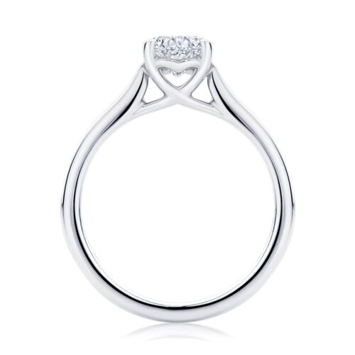 Oval Diamond with Side Stones Ring in White Gold | Accented Ballerina (Oval)