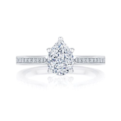 Pear Diamond with Side Stones Ring in Platinum | Accented Ballerina (Pear)