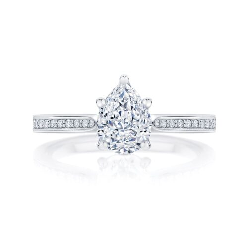 Pear Diamond with Side Stones Ring in White Gold | Accented Ballerina (Pear)