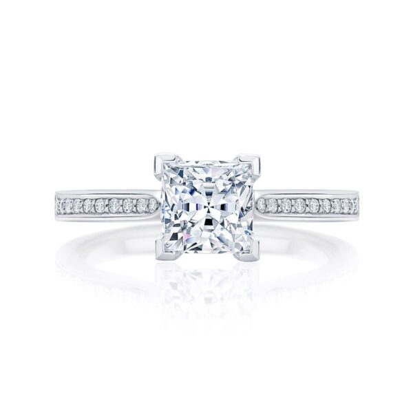 Princess Diamond with Side Stones Ring in White Gold | Accented Ballerina (Princess)