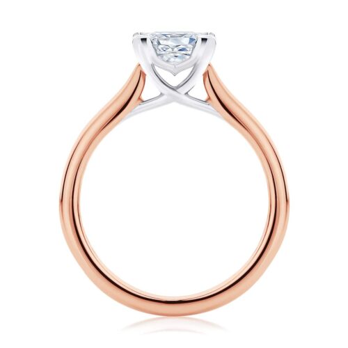 Princess Diamond with Side Stones Ring in Rose Gold | Accented Ballerina (Princess)