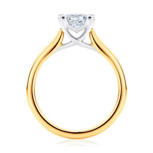 Princess Diamond with Side Stones Ring in Yellow Gold | Accented Ballerina (Princess)