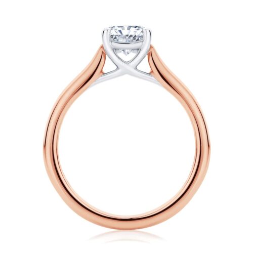 Radiant Diamond with Side Stones Ring in Rose Gold | Accented Ballerina (Radiant Cut)