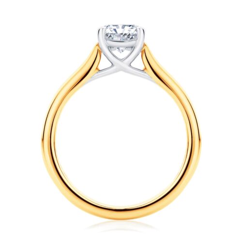 Radiant Diamond with Side Stones Ring in Yellow Gold | Accented Ballerina (Radiant Cut)